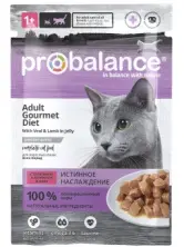 ProBalance Gourmet Diet Корм консервированный для кошек с телятиной и ягненком в желе 85г