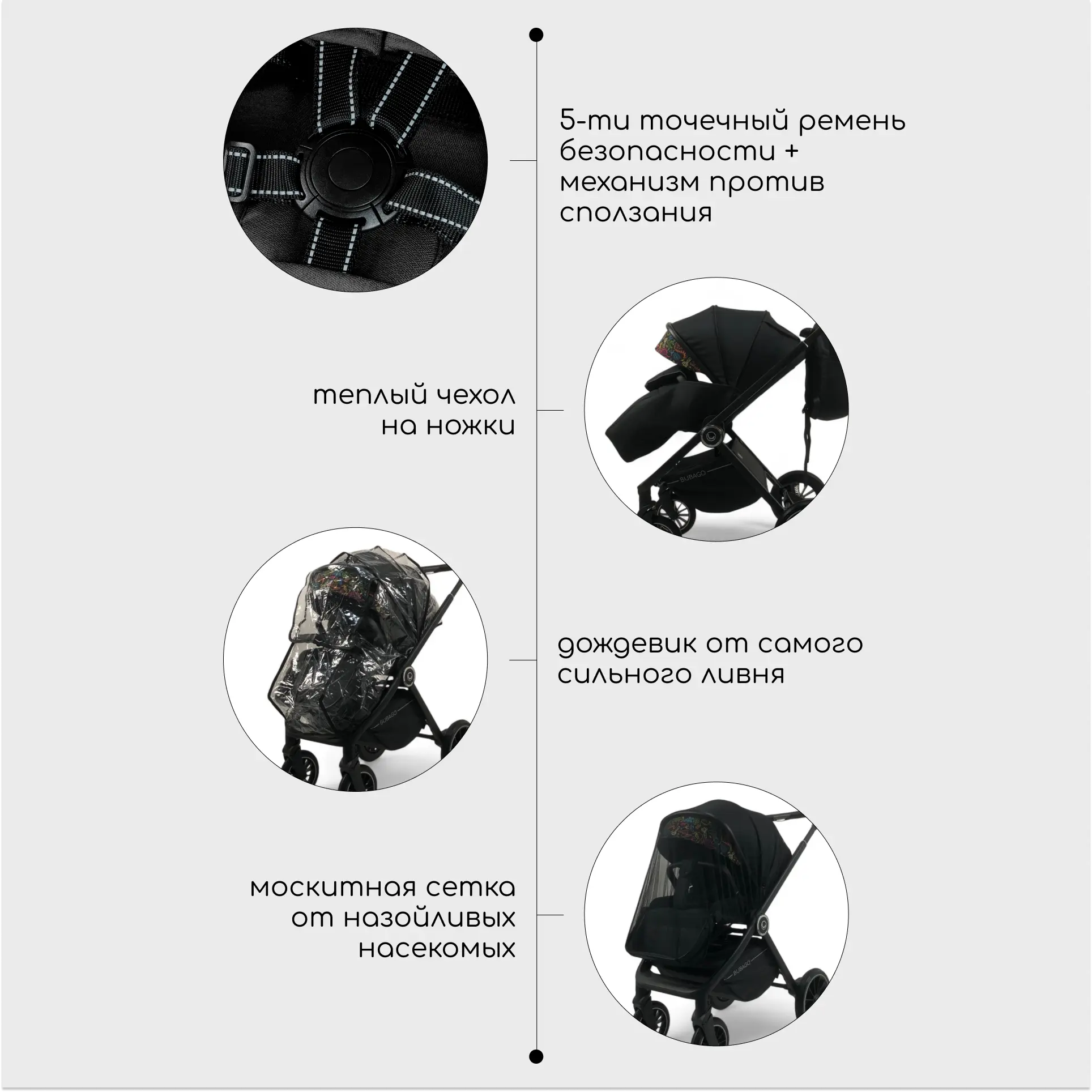 Детская коляска Bubago BLOOM 2in1 цвет Серый