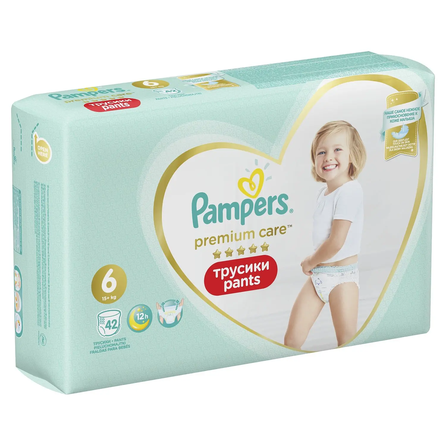 Подгузники-трусики Pampers Premium Care Pants 6 (15+кг) 42шт купить в  Минске с доставкой, цена