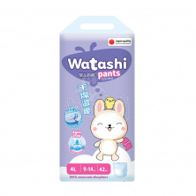 WATASHI Трусики одноразовые для детей 4/L 9-14 кг jambo-pack 42шт WATASHI Трусики одноразовые для детей 4/L 9-14 кг jambo-pack 42шт