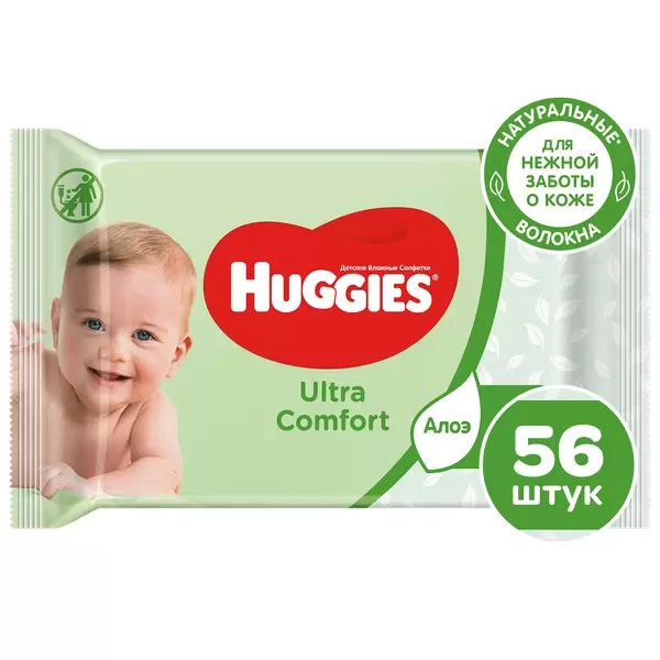 Детские влажные салфетки Huggies Ultra Comfort с алоэ (56 шт)