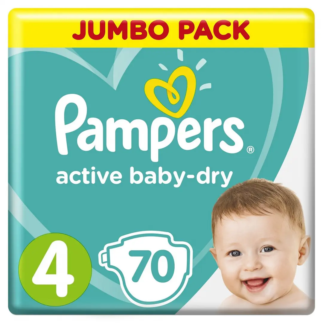 Pampers Подгузники Active Baby-Dry Maxi (9-14 кг) Джамбо, 70шт