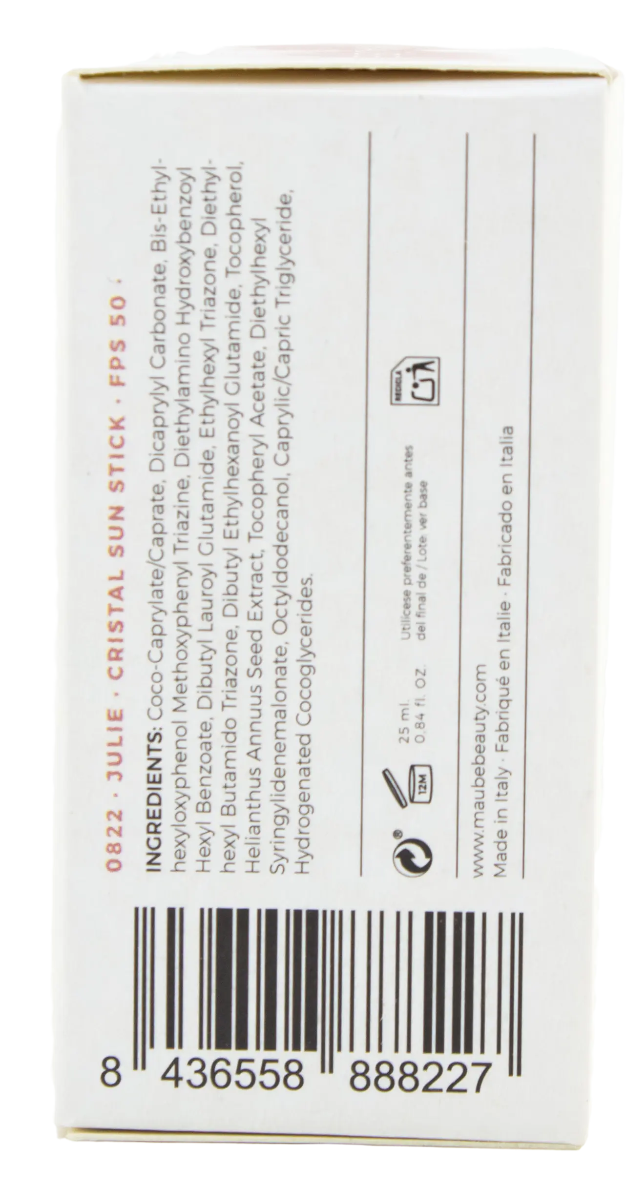 MAUBE Солнцезащитный стик SPF 50 JULIE , 25 мл/ JULIE CRISTAL SUN STICK SPF 50 