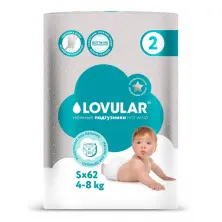 Подгузники Lovular Hot Wind S (4-8 кг) 62шт