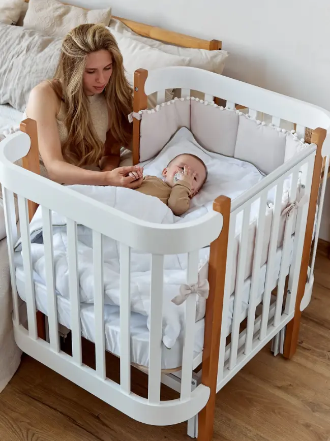 Happy Baby Кроватка-трансформер Mommy Lux, с маятниковым механизмом, цвет белый