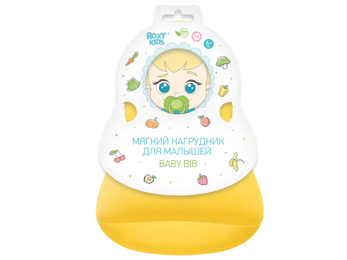 ROXY-KIDS Нагрудник мягкий, цвет: желтый
