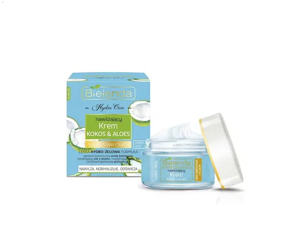 BIELENDA HYDRA CARE Увлажняющий крем для лица Кокос&Алоэ - кожа смешанная и жирная, 50 мл