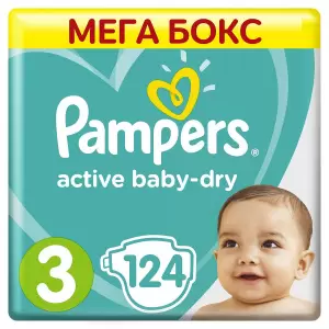 Подгузники Pampers Active Baby-Dry (6-10кг) 124шт купить в
